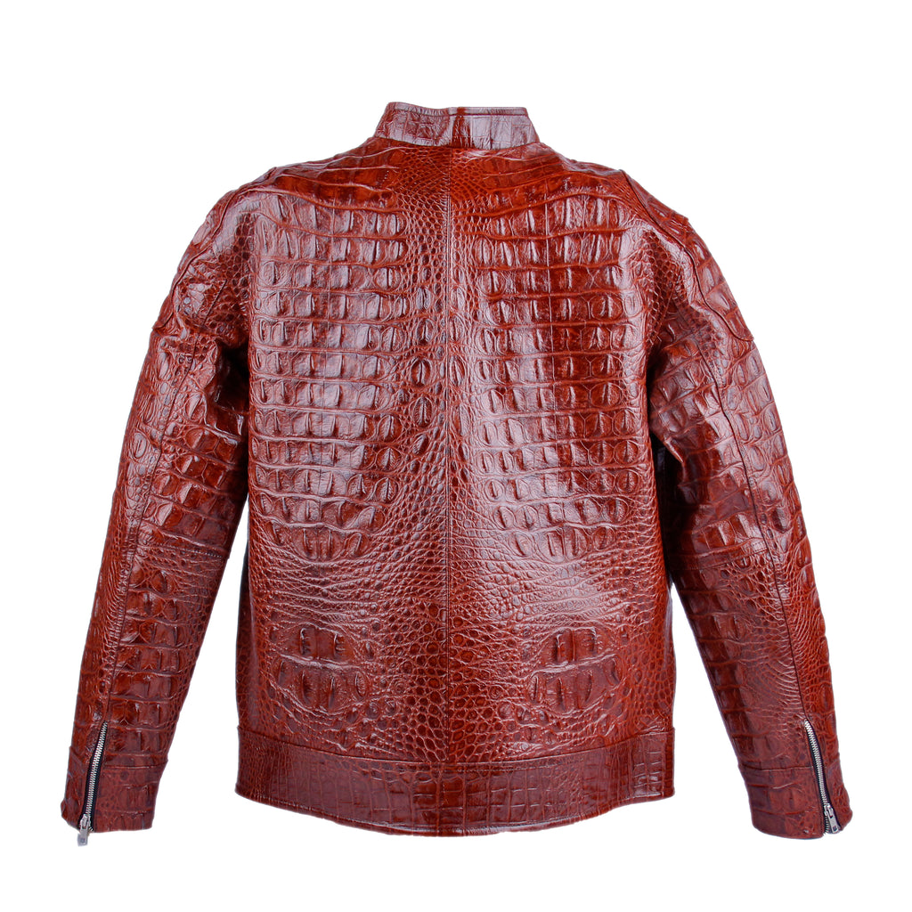 Crocodile-effect leather biker jacket - Women | BALMAIN
