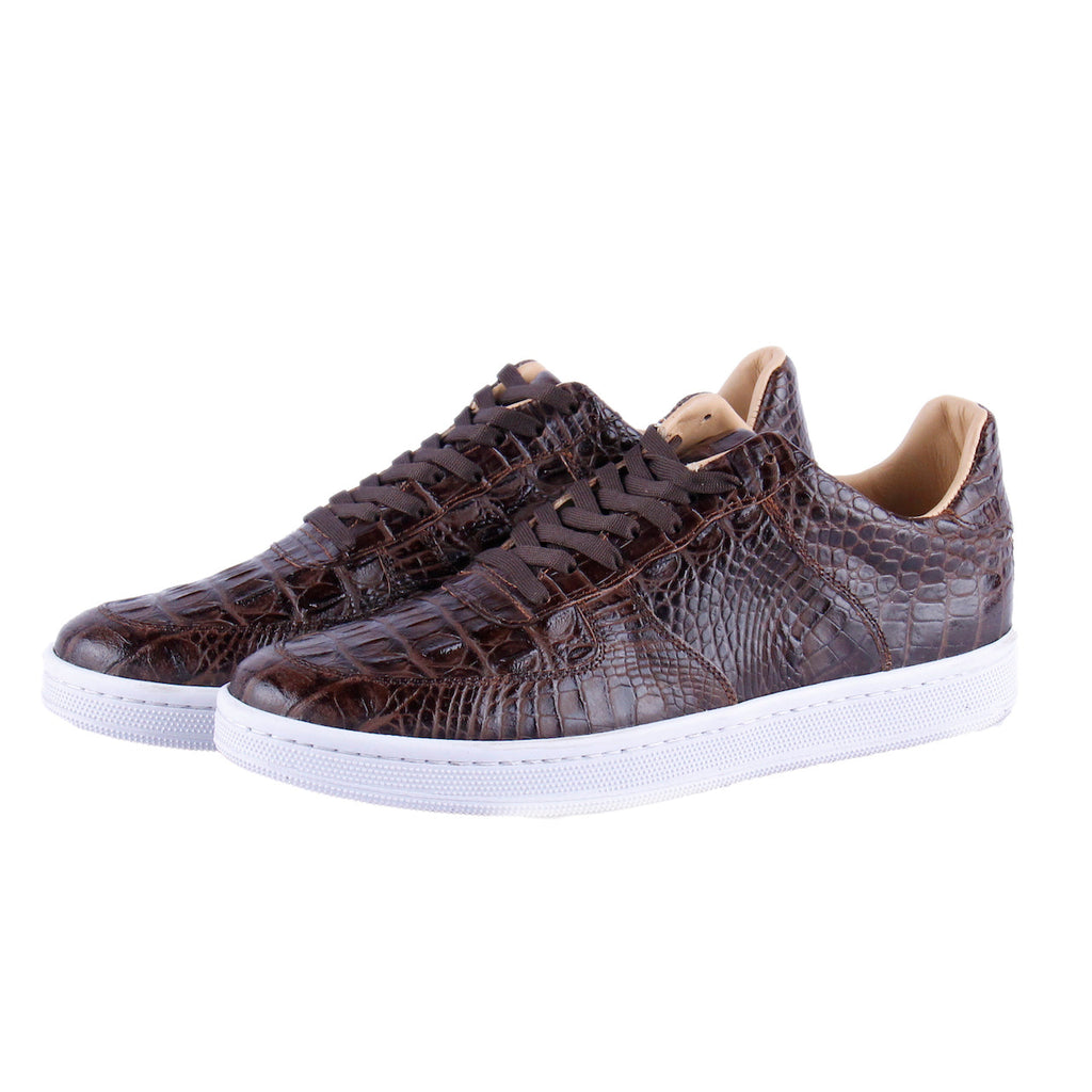 dark brown low top sneakers