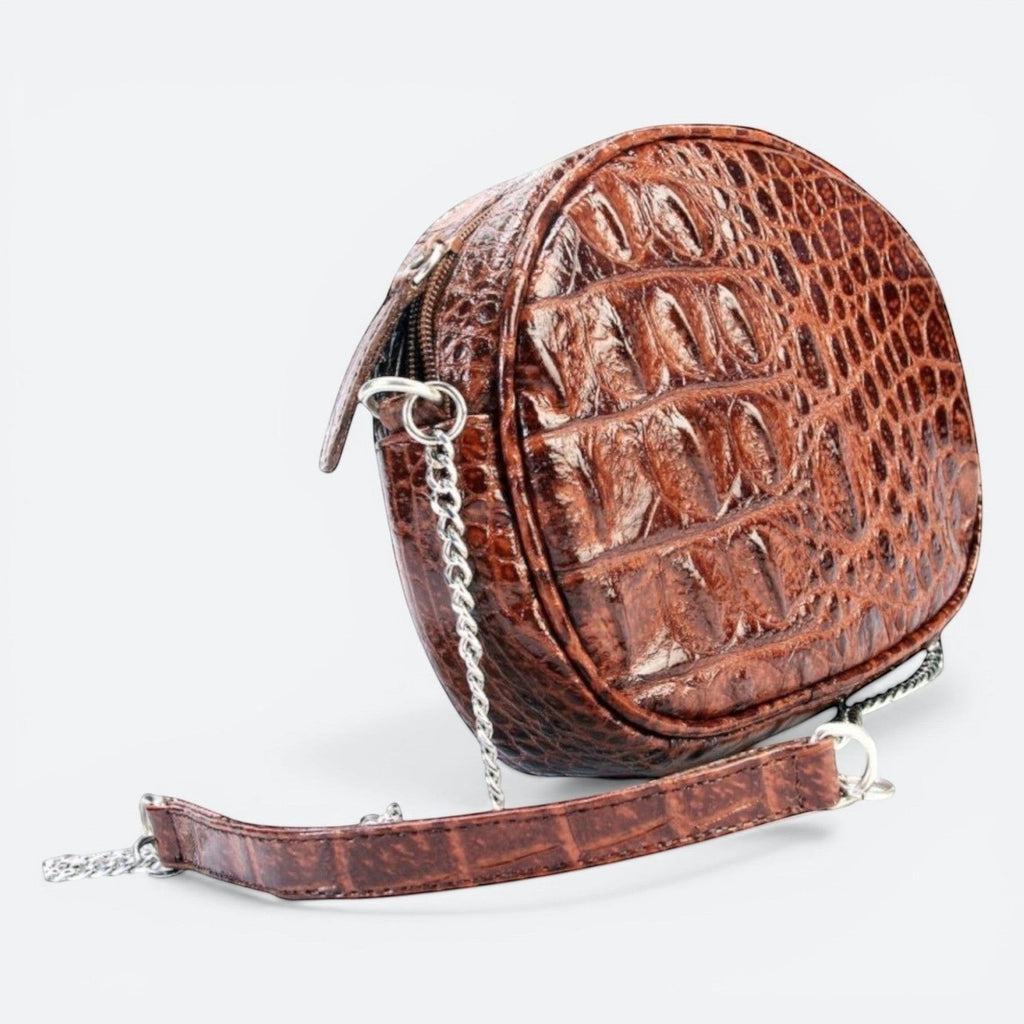light brown crocodile handbag