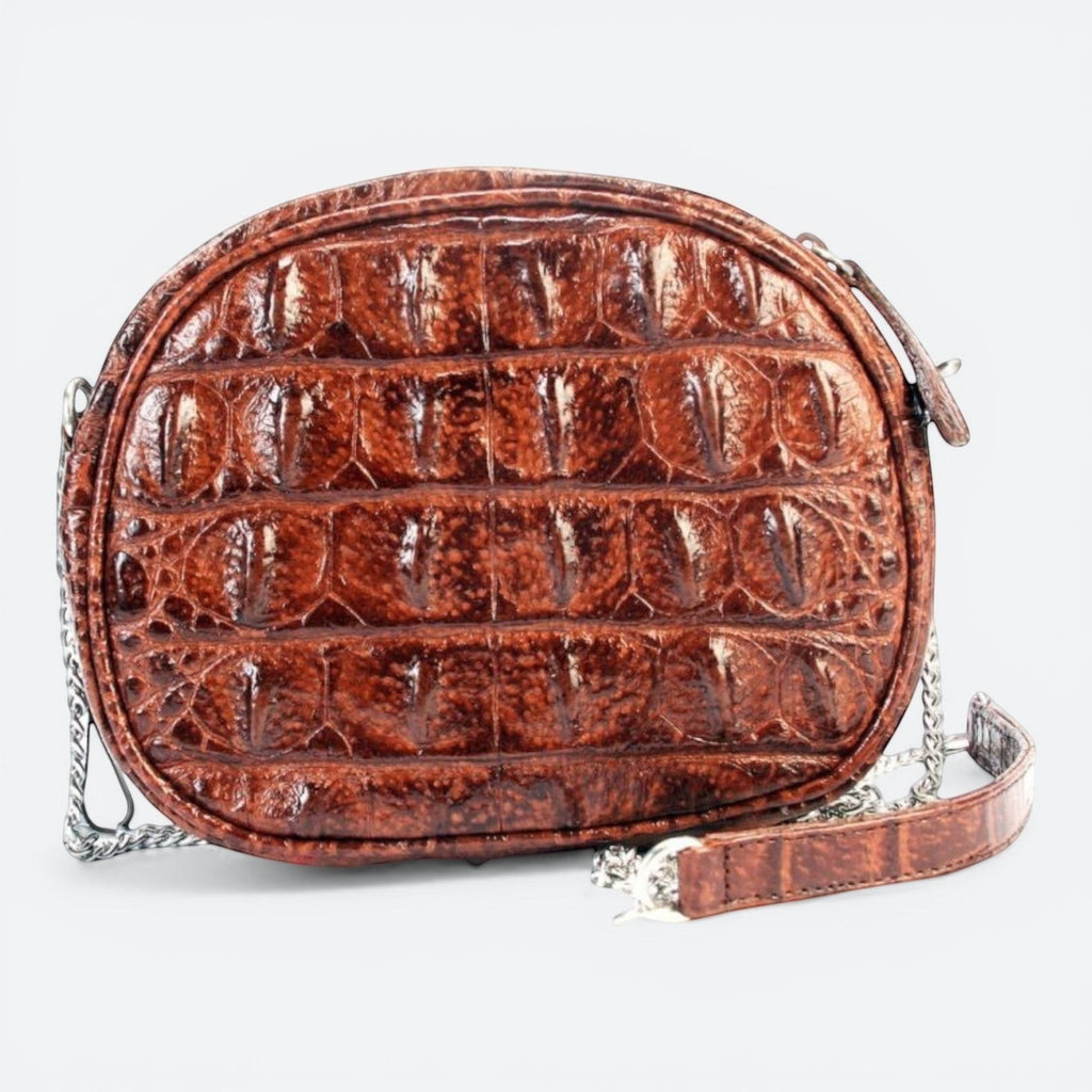 light brown night chain round mini handbag