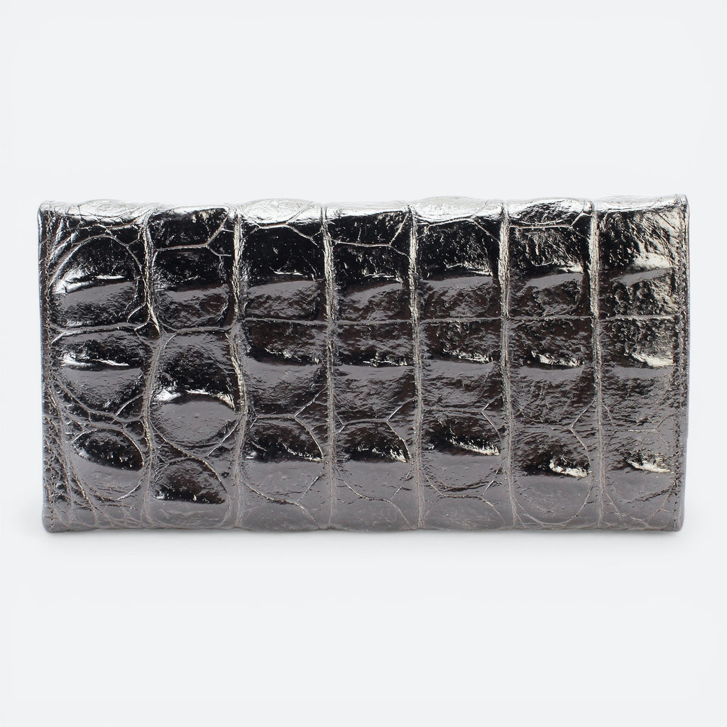 VEARI Heritage Cards Wallet in black alligator genuine leather with a glossy finish.