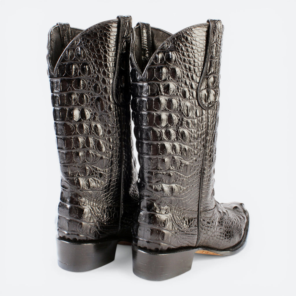VEARI Buitre Western boots in black alligator leather with full leather lining and sole.