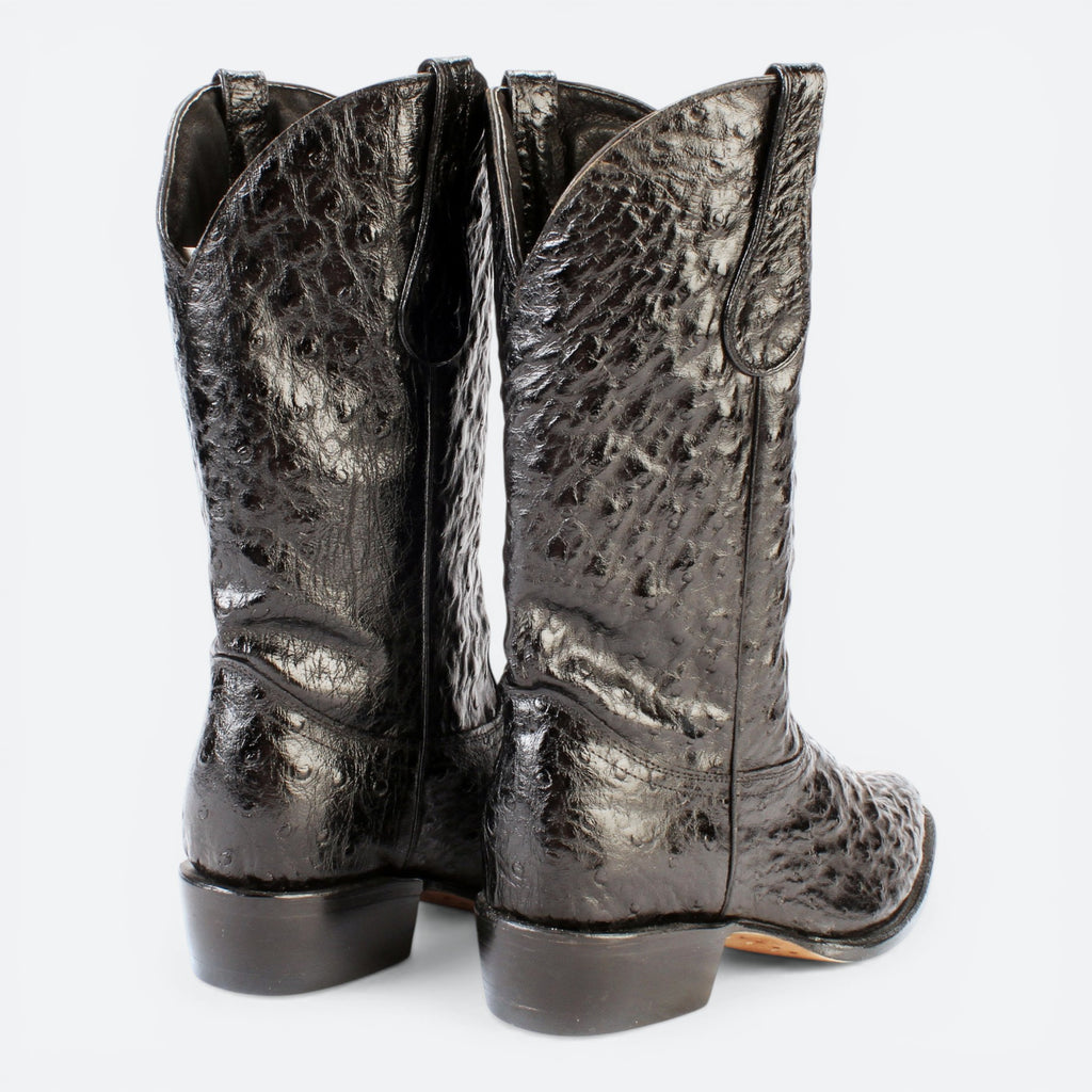 VEARI Buitre black ostrich leather western boots with full leather lining and sole.