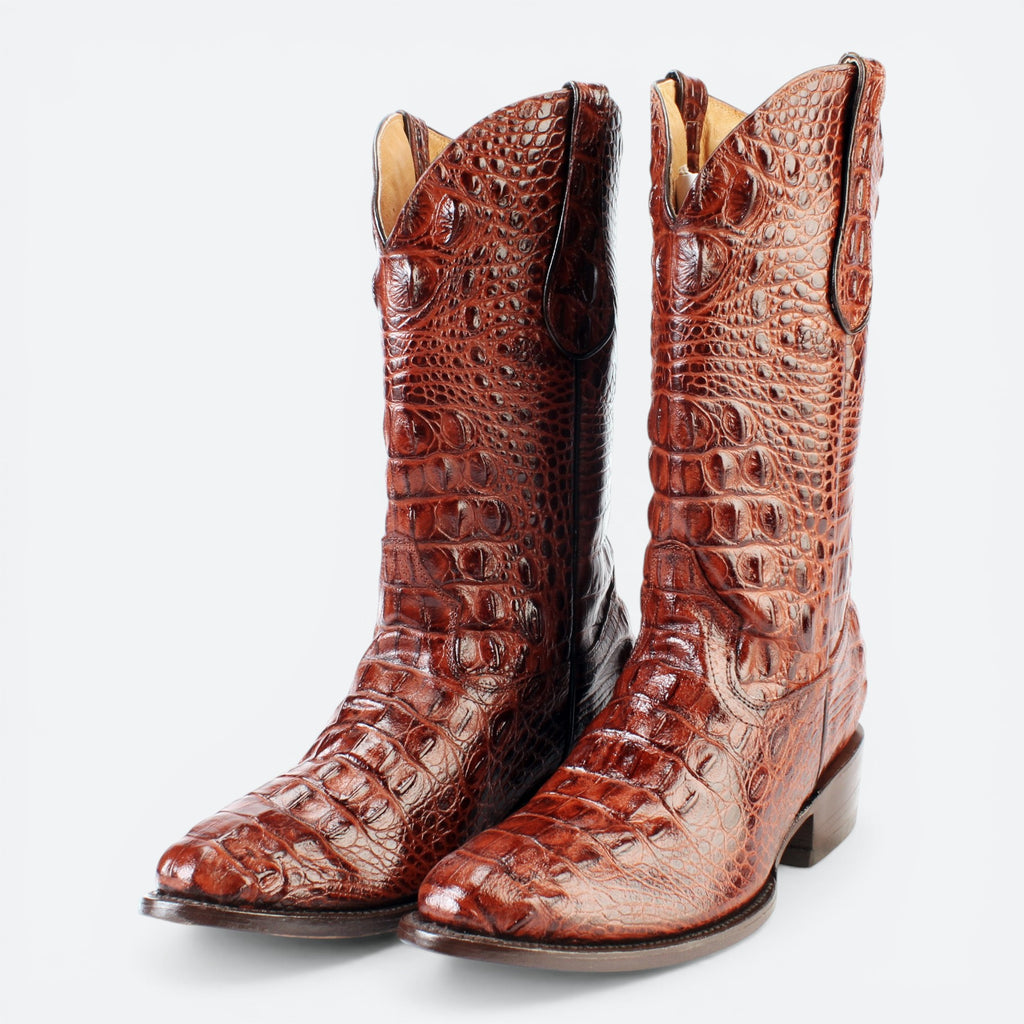 VEARI Buitre Western Boots in brown alligator leather with full leather lining and sole.