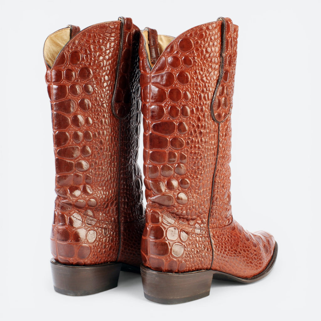 VEARI Buitre Western Boots in brown genuine crocodile leather with full leather lining and sole.