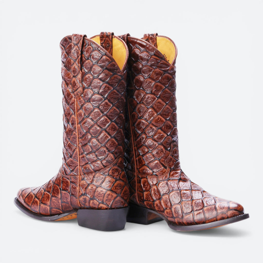 VEARI Buitre Western Boots in brown Sea Bass genuine leather with full leather lining and sole.
