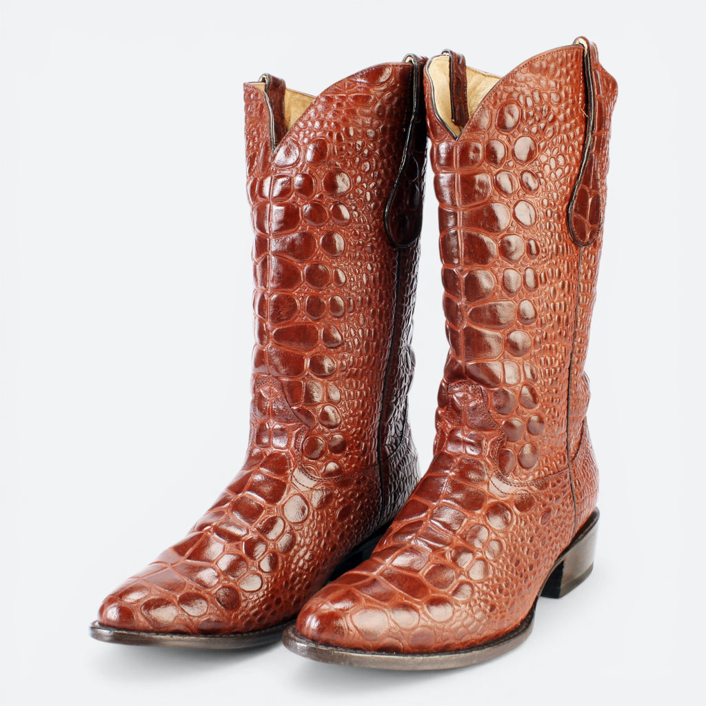 VEARI Buitre Western Boots in dark brown genuine crocodile leather with full leather lining and sole.