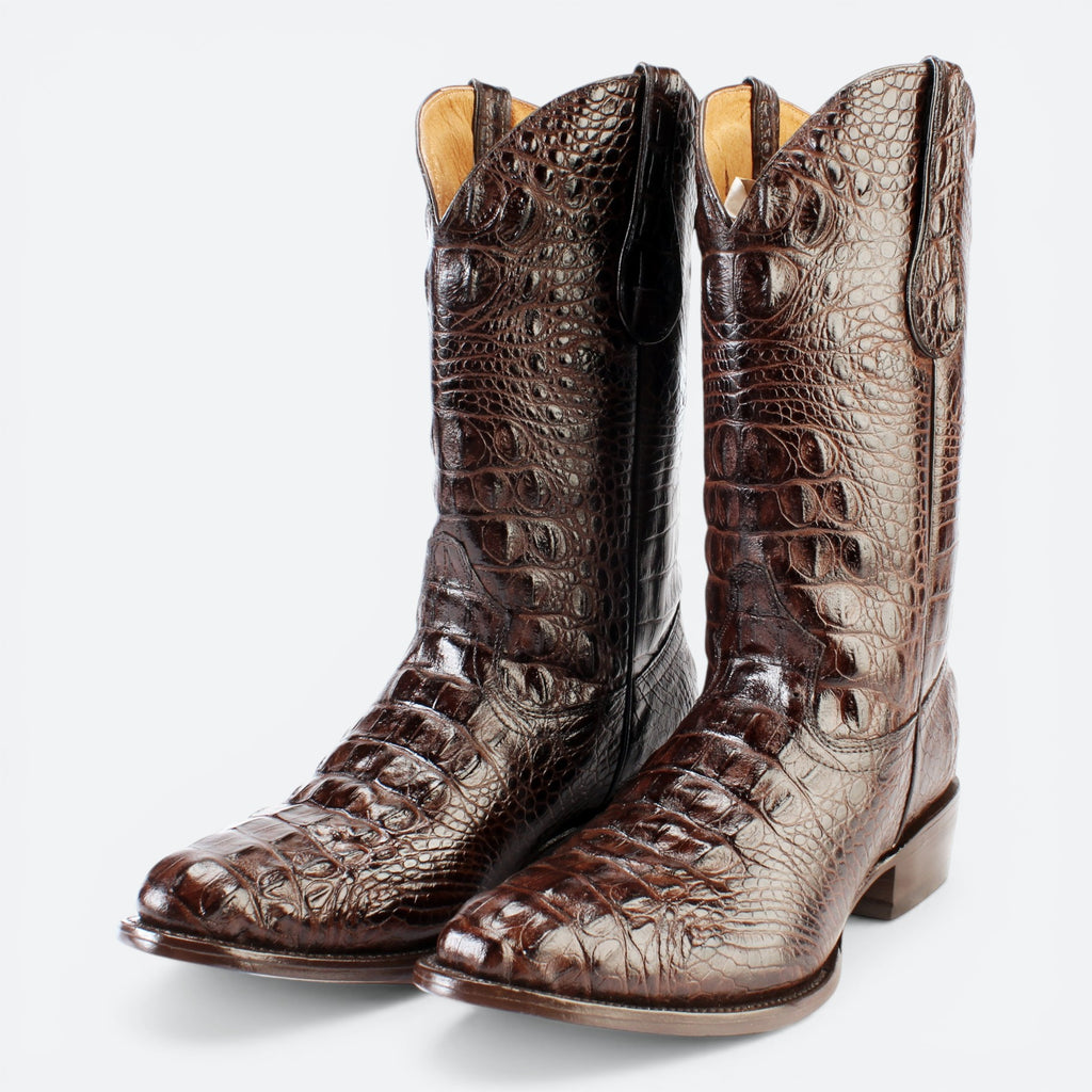 VEARI Buitre Western Boots in dark brown alligator leather with full leather lining and sole.