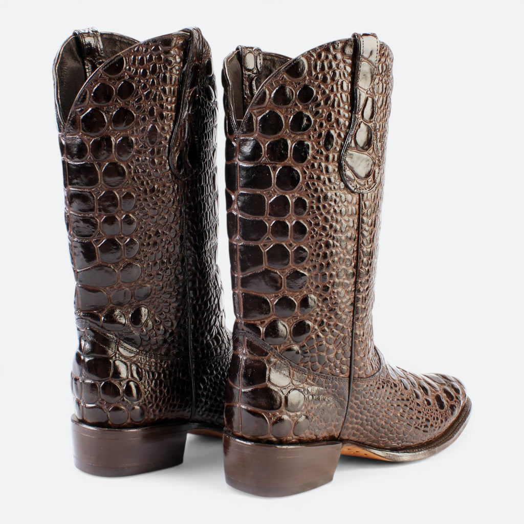 VEARI Buitre Western Boots in dark brown genuine crocodile leather with full leather lining and sole.