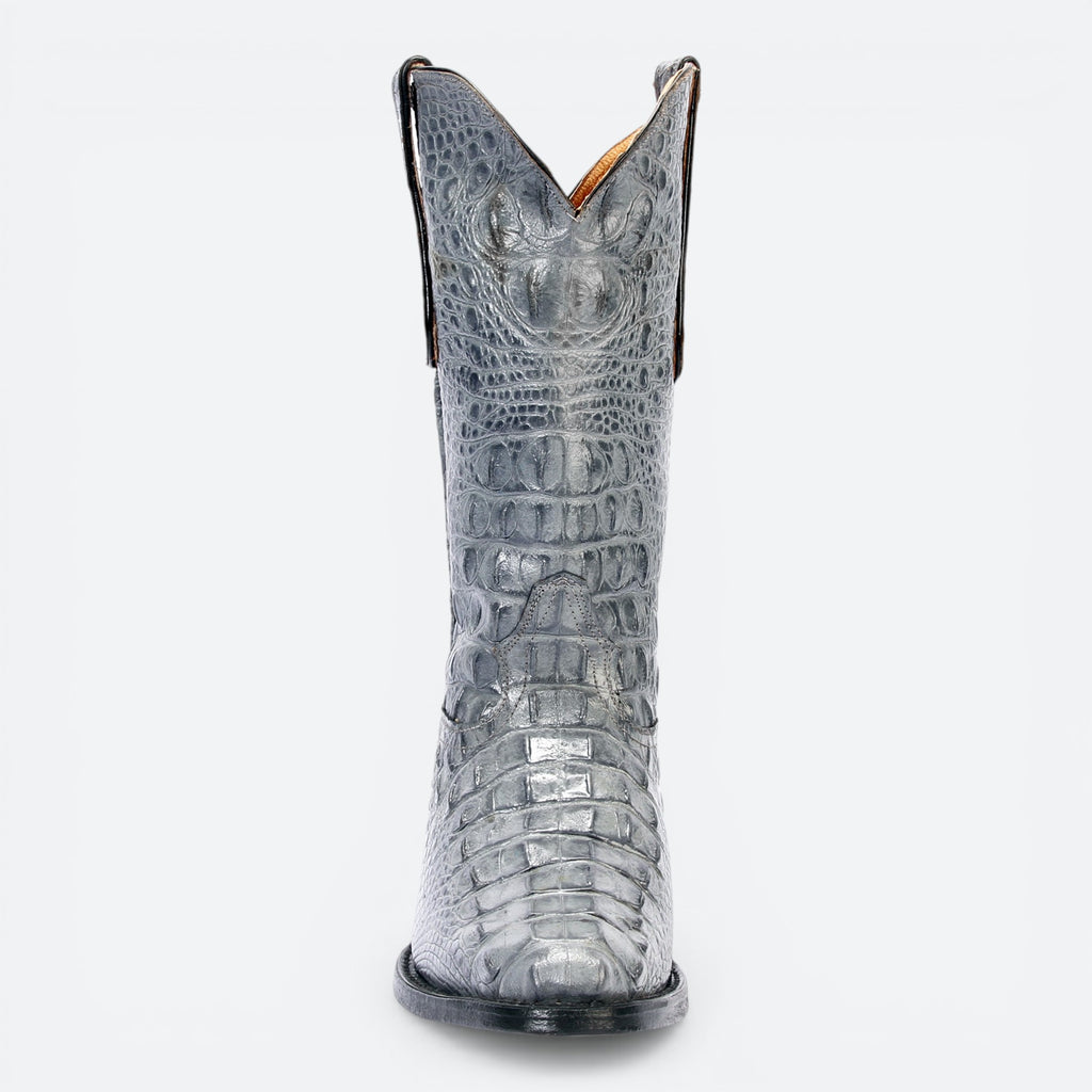 VEARIS grey alligator genuine leather western boots with full leather lining and sole.