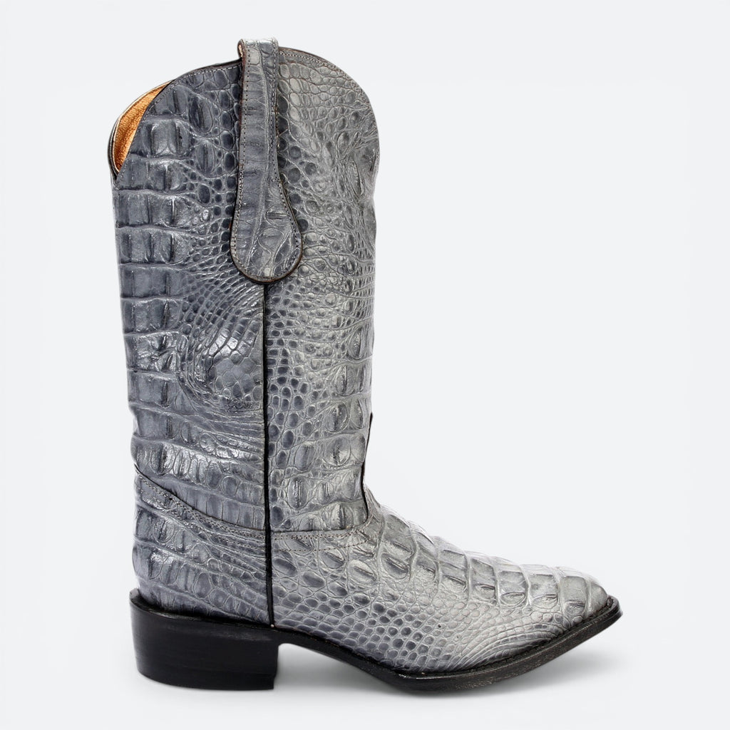 VEARIS grey alligator genuine leather western boots with full leather lining and sole.