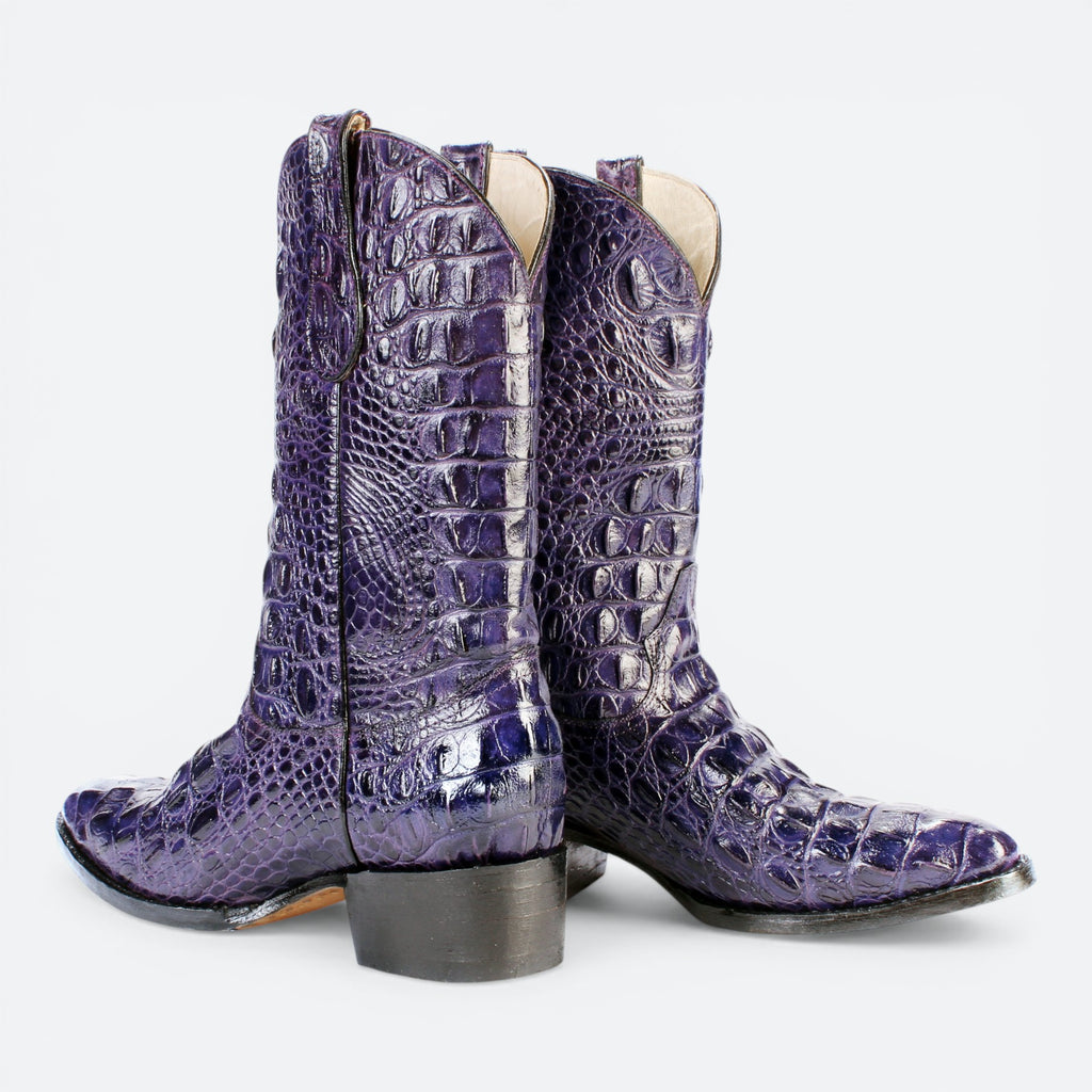 VEARIS purple alligator genuine leather cowboy boots with full leather lining and sole.