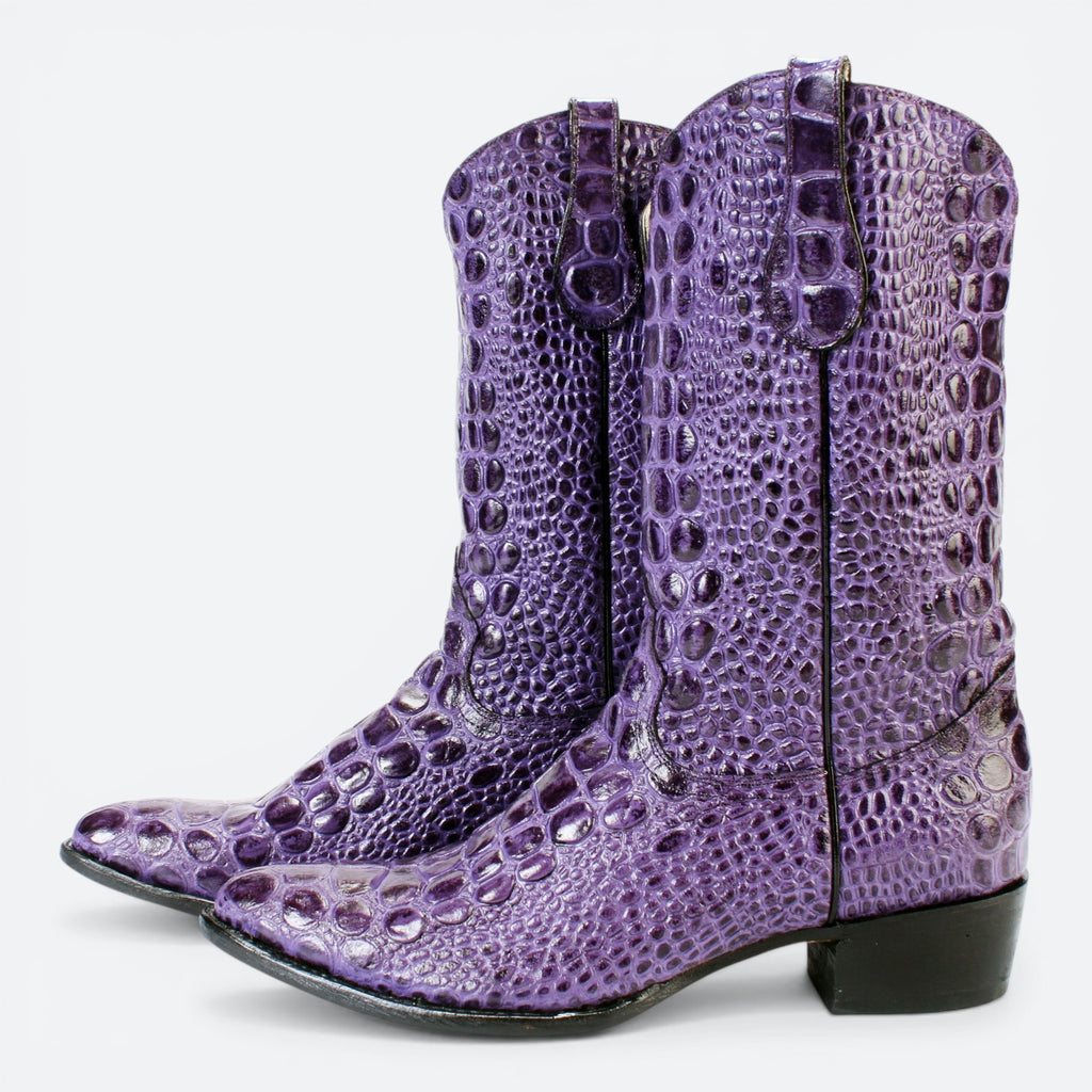 VEARIS purple sea turtle genuine leather western boots with full leather lining and sole.
