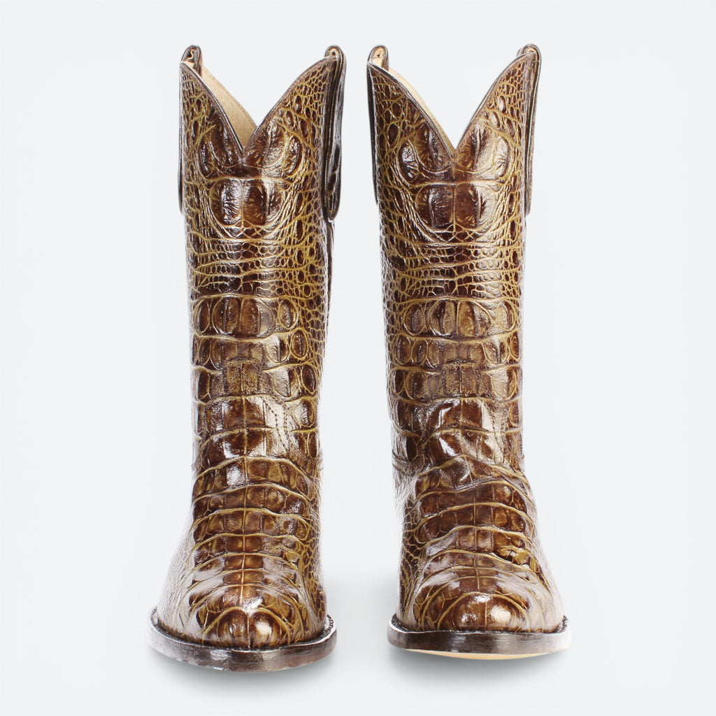 VEARI swamp green hornback genuine leather western boots with full leather lining and sole.