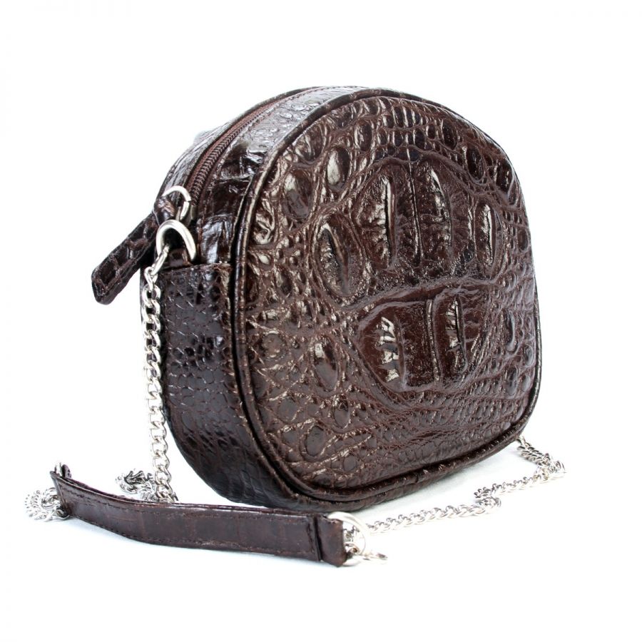 dark brown crocodile handbag cozumel